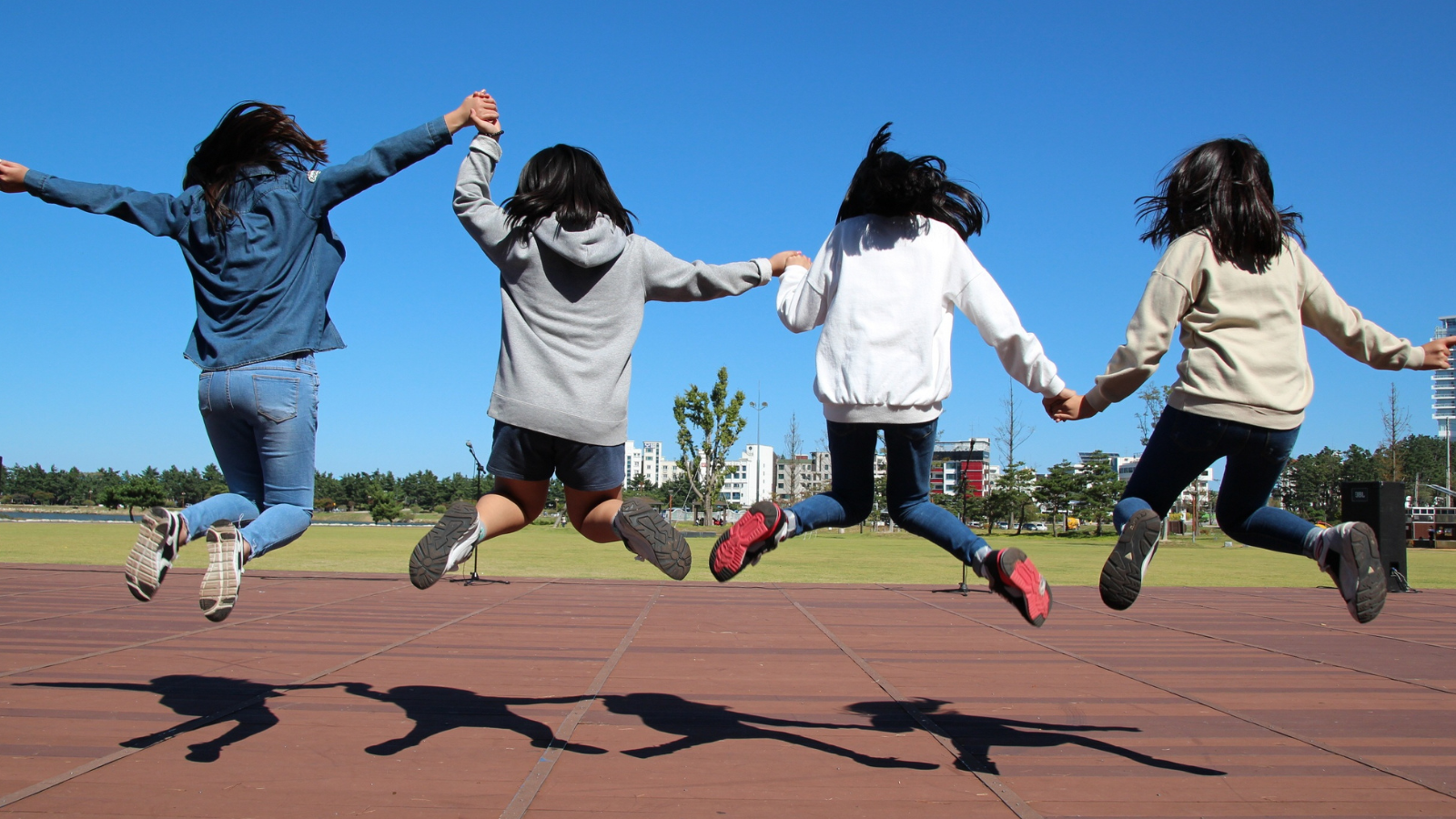 Older children jumping